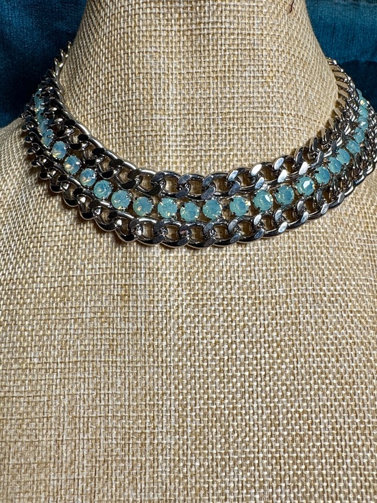 R.J. Graziano Jewelry - R.J. Graziano Silver-Tone Choker with Opal Aqua Blue Stones